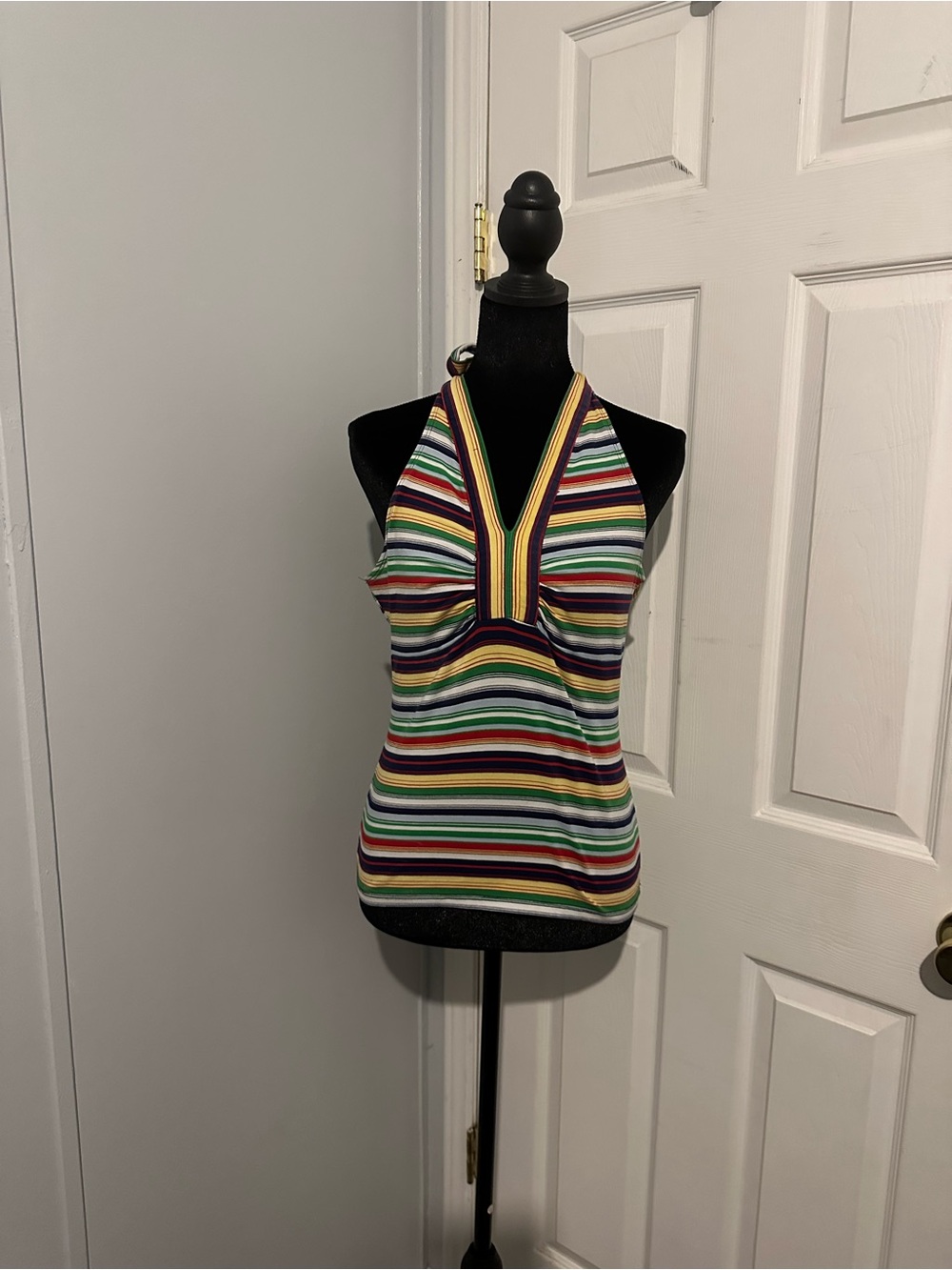 Striped Halter Knit Tank Top - Multicolor